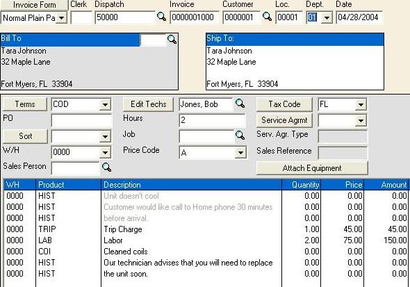The Posted Invoice in QuickBooks