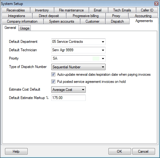 System Setup - Agreements